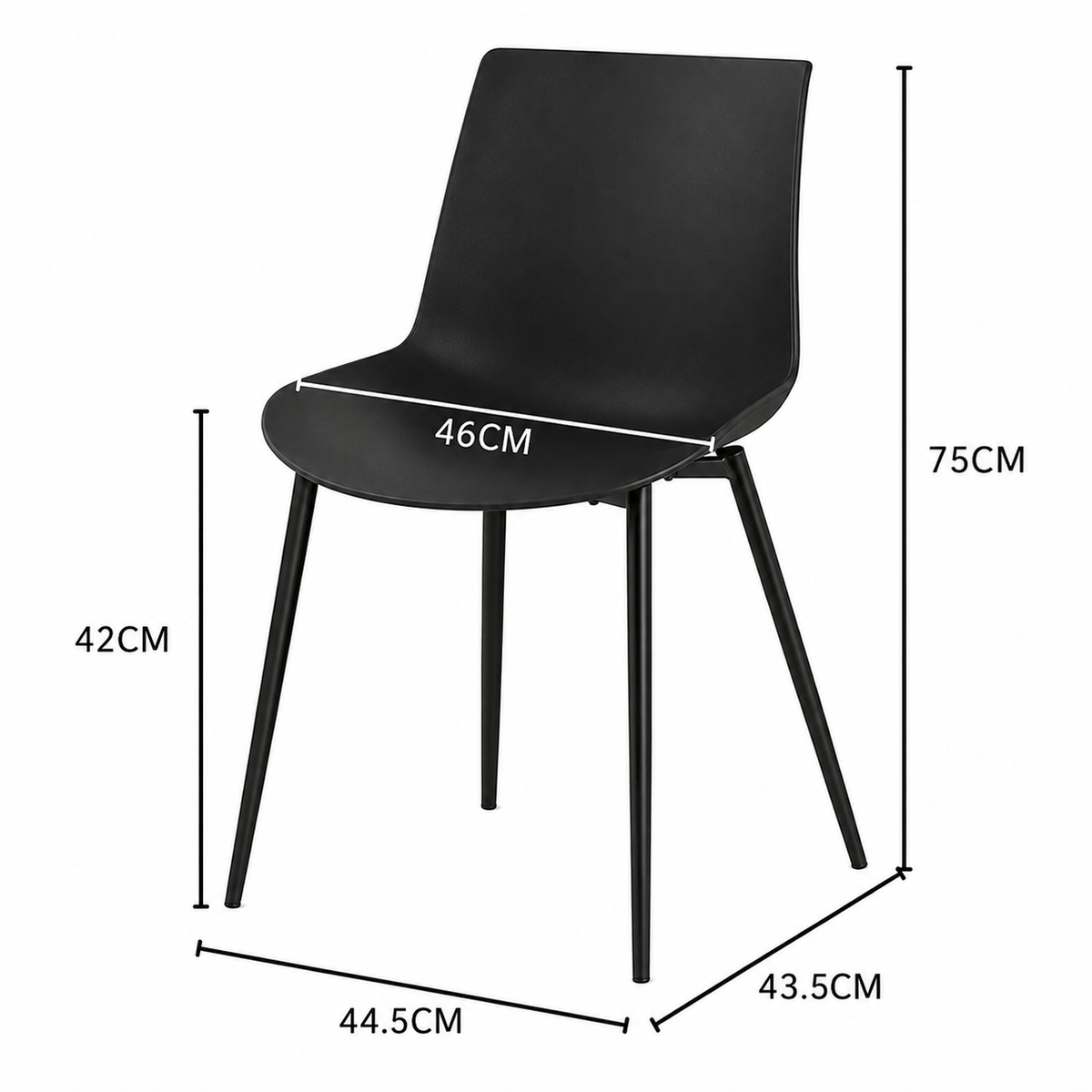 Modern Ergonomic Dining Chair with Steel Legs & PP Seat