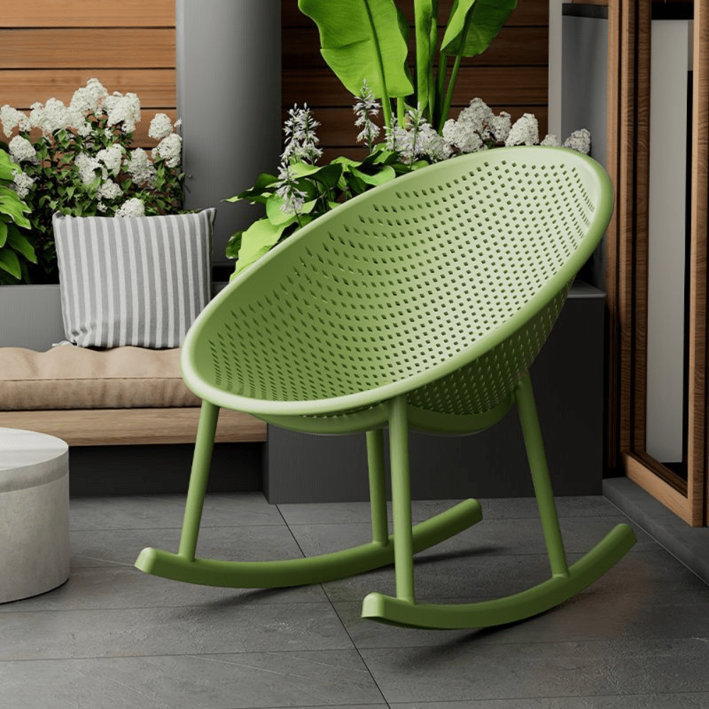 Modern Ergonomic Plastic Rocking Chair with Smooth One Piece Design